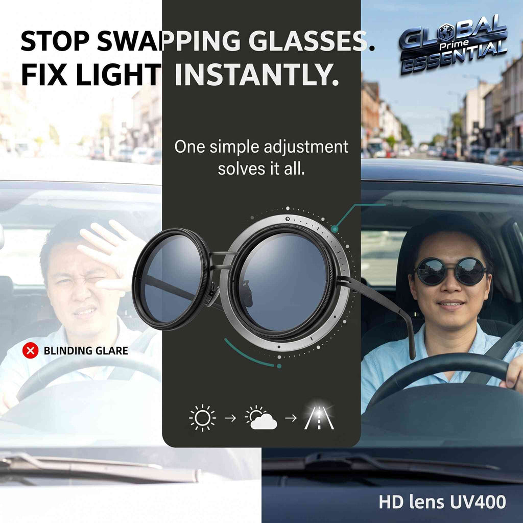 Adjustable Dimming Polarized Sunglasses – ND9 Handmade, UV400, Glare-Free for Men & Women