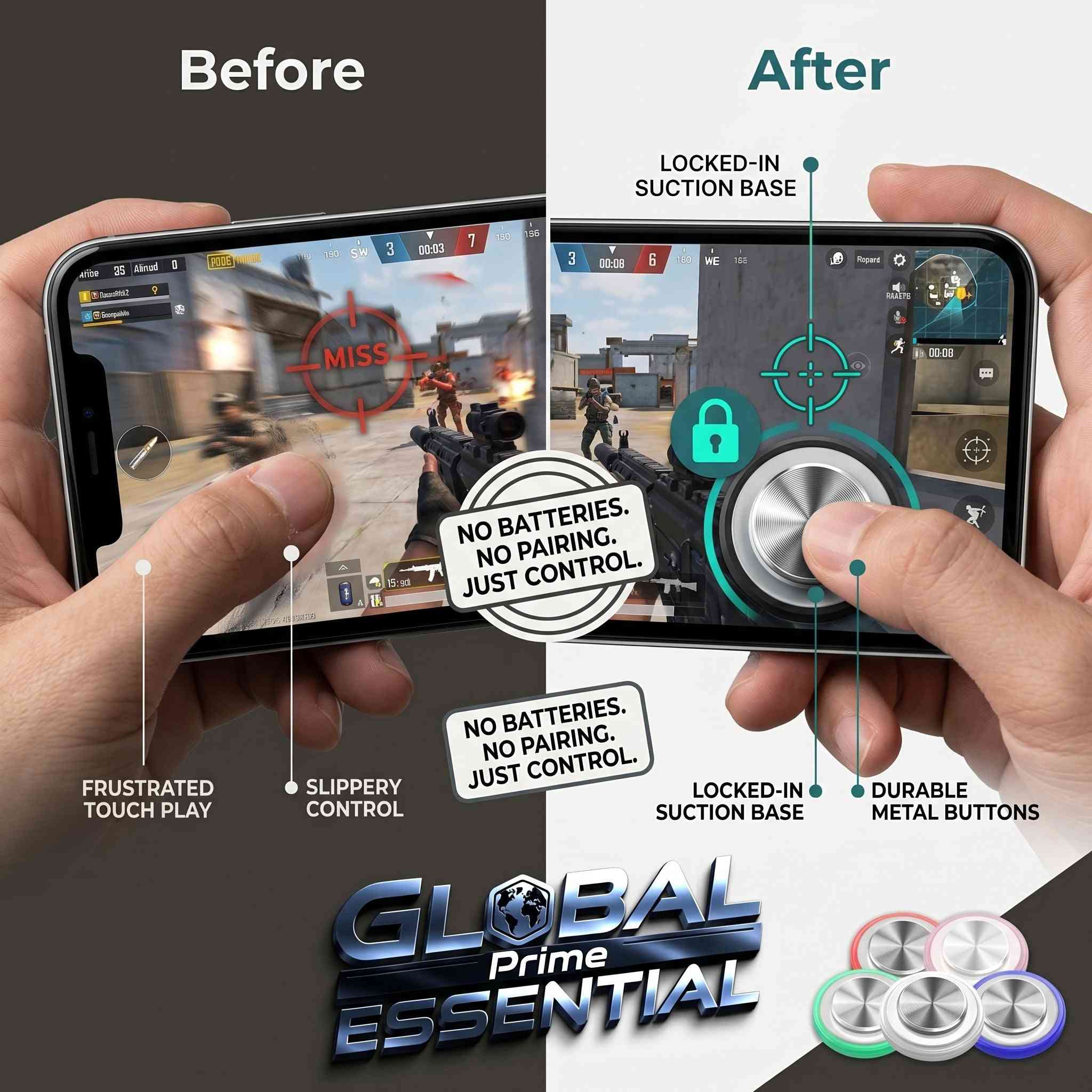 Mobile Gaming Joystick Rocker – 360° Suction Cup Controller for iPhone, Android & Tablet