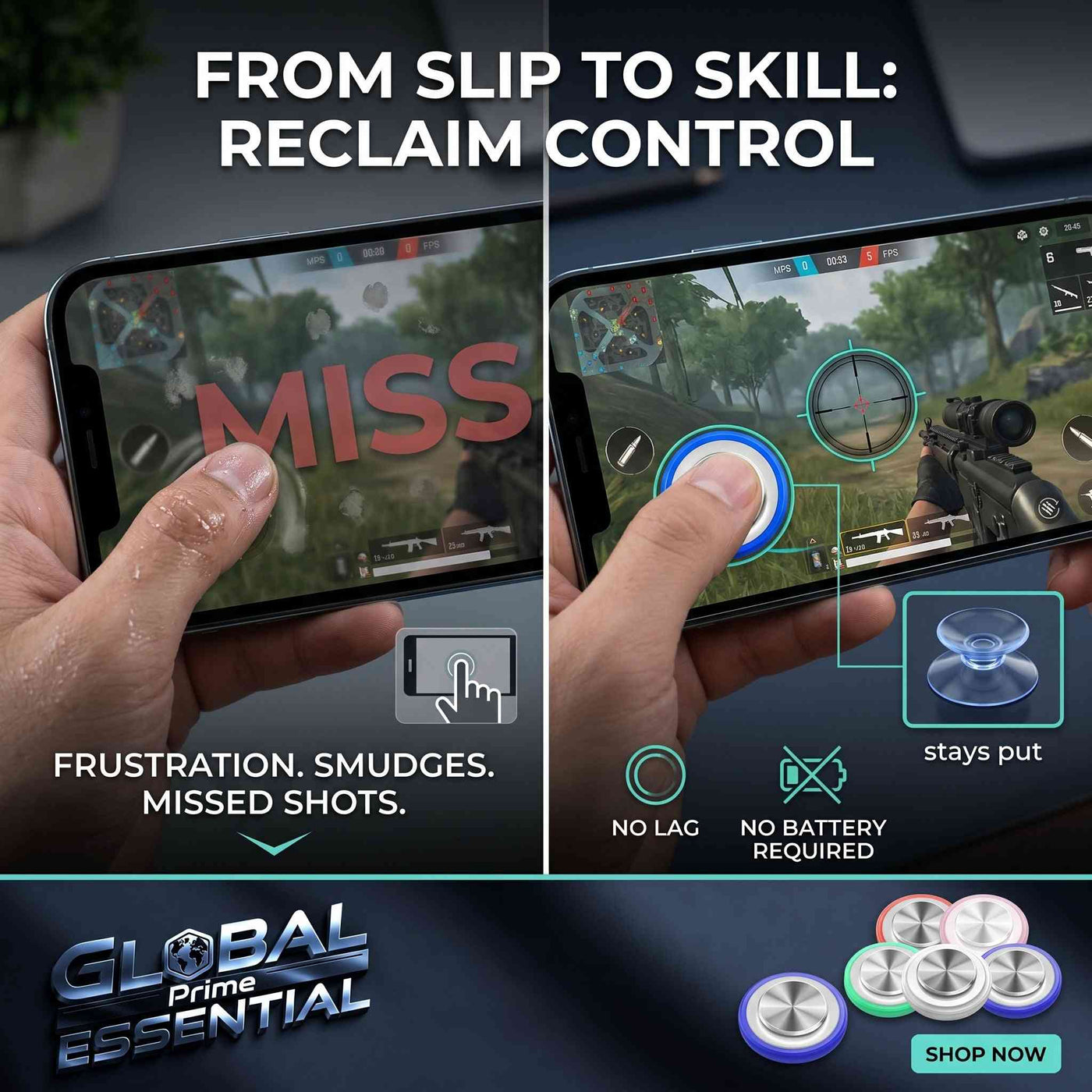 Mobile Gaming Joystick Rocker – 360° Suction Cup Controller for iPhone, Android & Tablet
