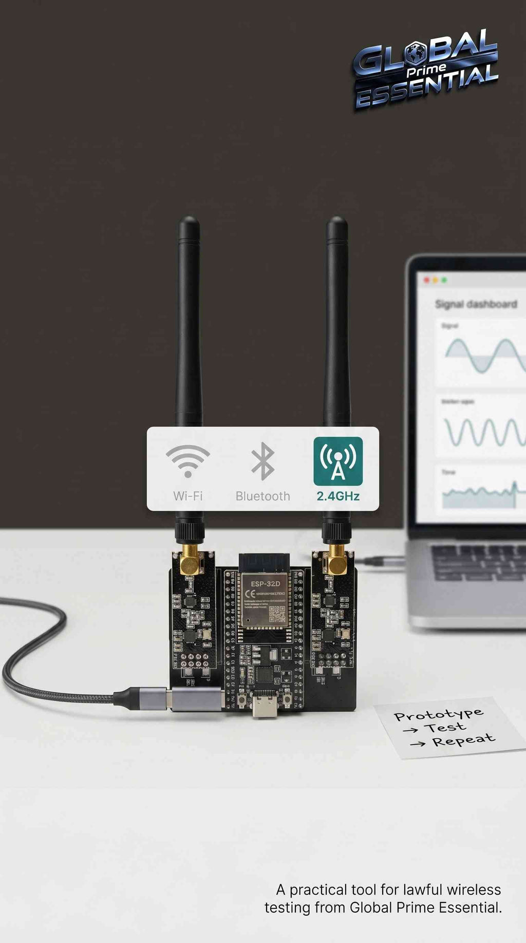 ESP32 DevKitC IoT development kit with NRF24L01 2.4GHz wireless modules, WiFi, and Bluetooth for smart project building