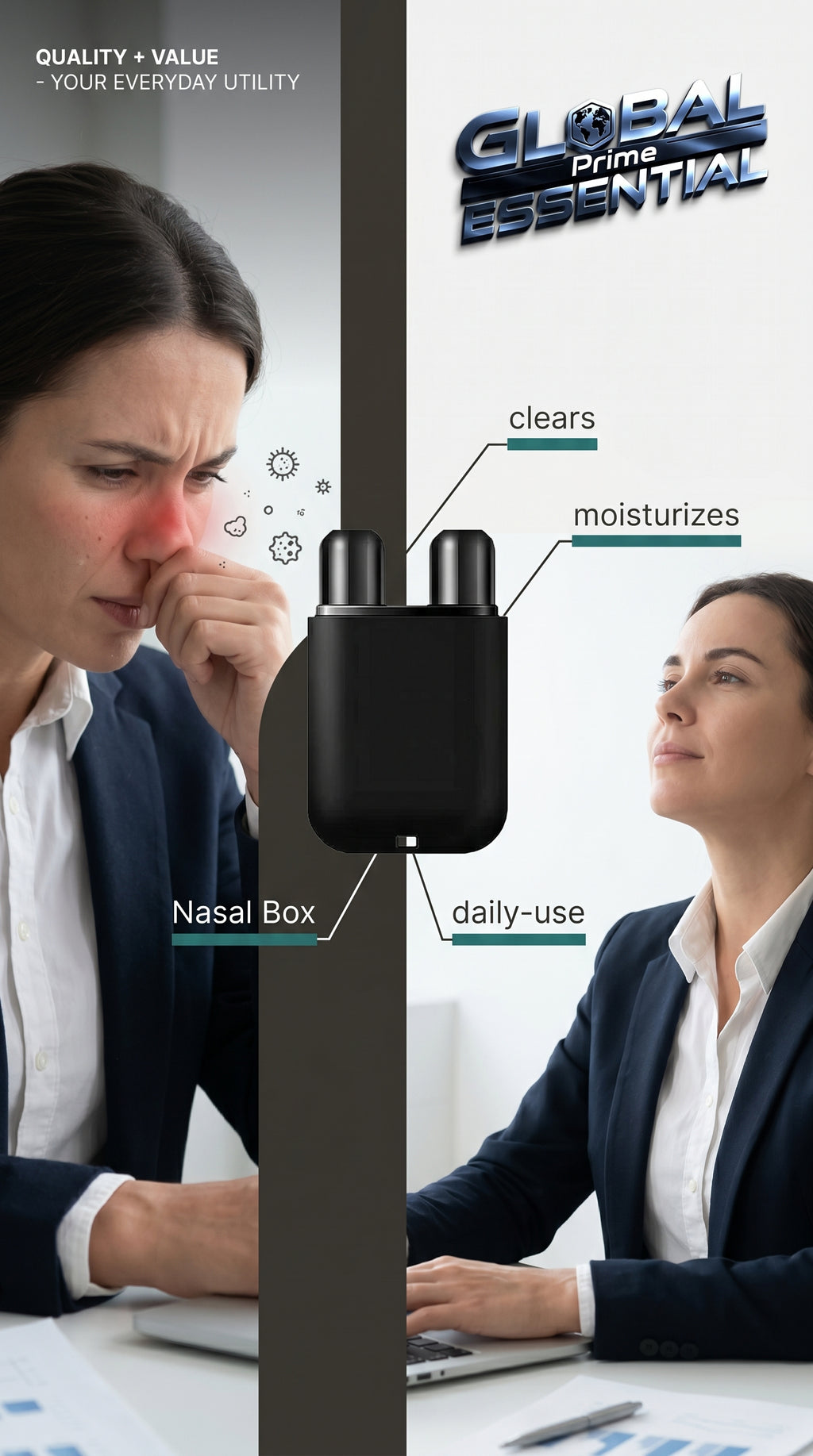 Herbal Repair Nasal Box by Global Prime Essential showing natural herbs for nasal relief and improved breathing.