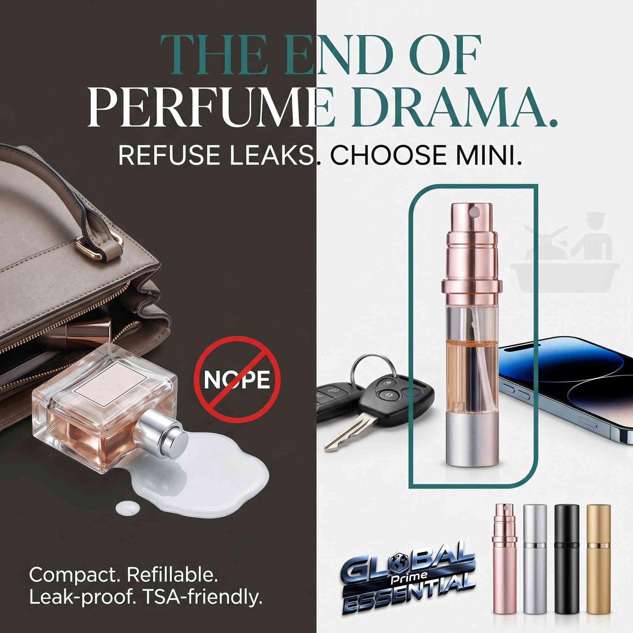 5ml Mini Perfume Spray Dispenser – Refillable, Leak-Proof Atomizer, TSA-Friendly Travel Bottle