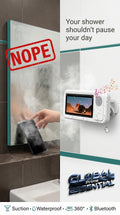 Global Prime Essential shower phone holder with built-in speaker, securely holds phone in the shower for hands-free use.