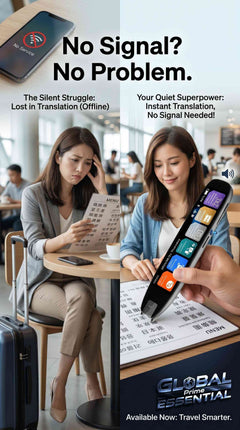 Global Prime Essential Scan Translator Pen with IPS screen, recording, and offline translation for 131 languages, perfect office accessory.