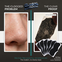 Global Prime Essential nose blackhead remover pore strips for deep cleansing, showing clear pores and confident skin results
