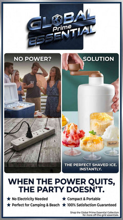 Global Prime Essential hand crank ice crusher and slushie maker, manual snow cone machine for cool treats without electricity.