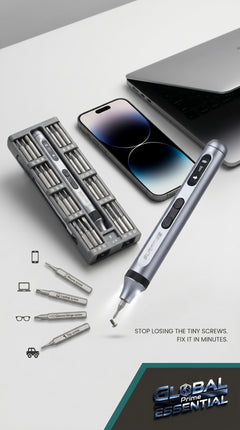 Global Prime Essential electrical precision screwdriver set with magnetic tips, ideal for repairing phones, laptops, and electronics.