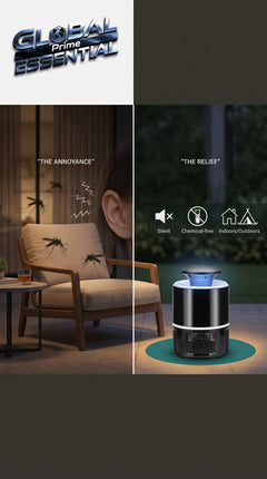 Global Prime Essential mosquito lamp emitting light to attract and trap mosquitoes for a mosquito-free evening.