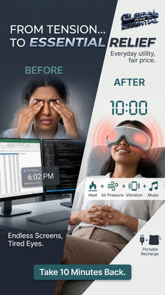 Global Prime Essential electric eye massager with soothing spa-like design, providing relief from screen strain in just 10 minutes.