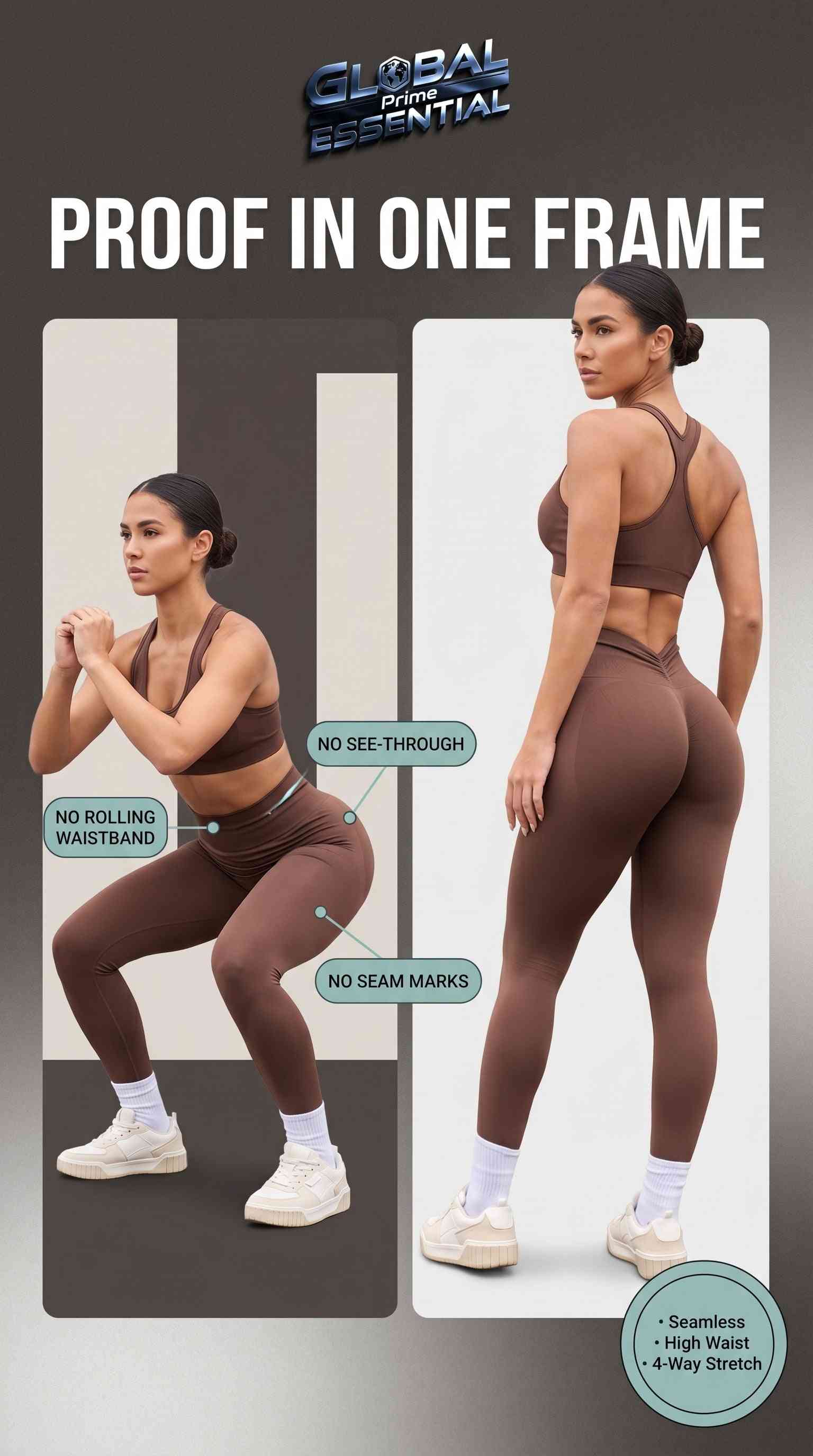 Women’s Seamless High Waist Sports Leggings – V-Fold Back, Peach Hip-Lift, Yoga & Gym Pants