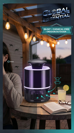 Global Prime Essential mosquito lamp emitting soft light, designed to repel mosquitoes and prevent bites indoors.