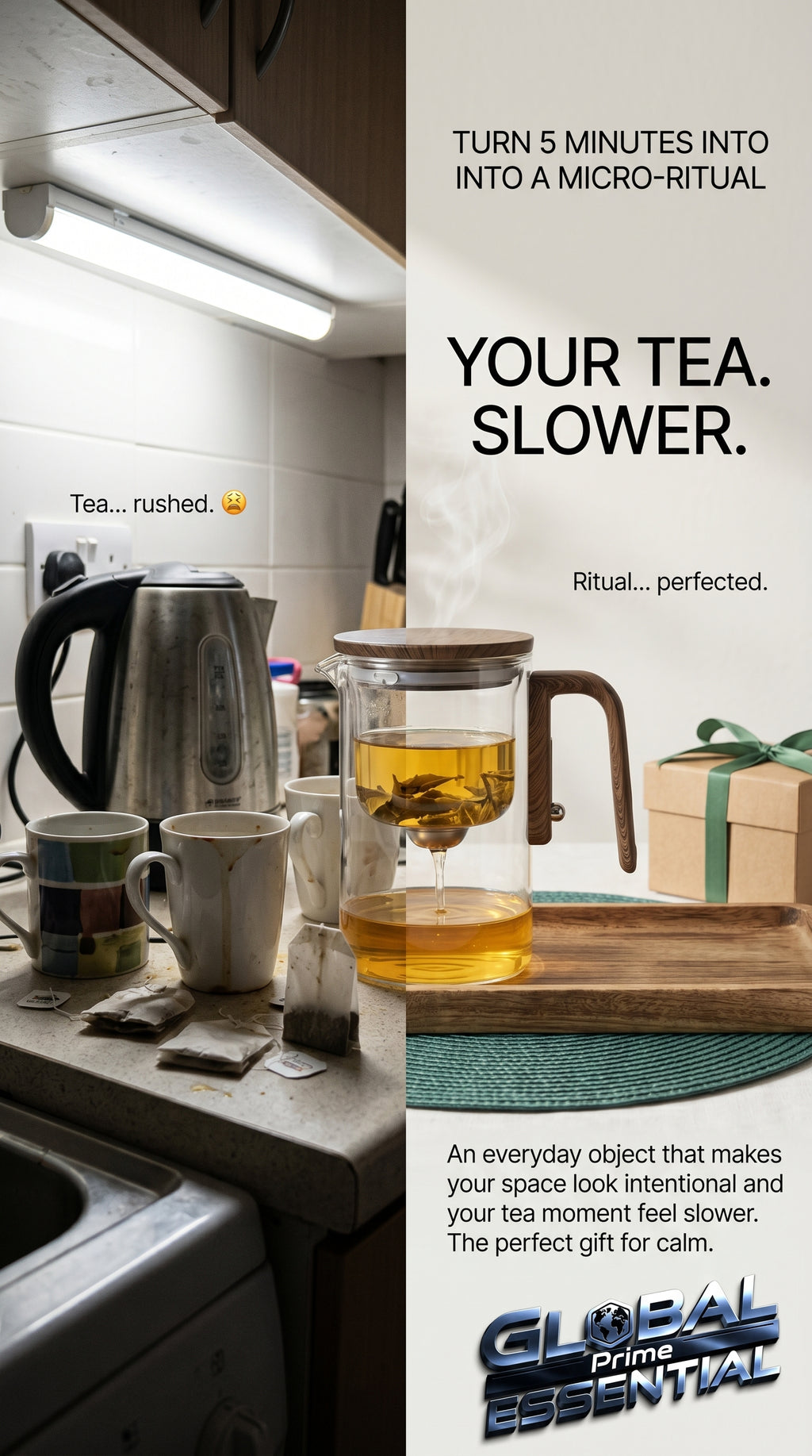 Global Prime Essential wooden tea pot with a smooth, natural finish and a classic design for brewing tea.
