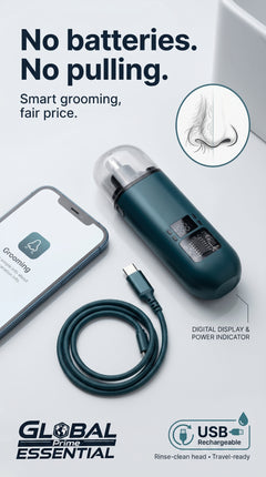 Electric Nose & Ear Hair Trimmer – Painless USB Rechargeable Grooming Tool