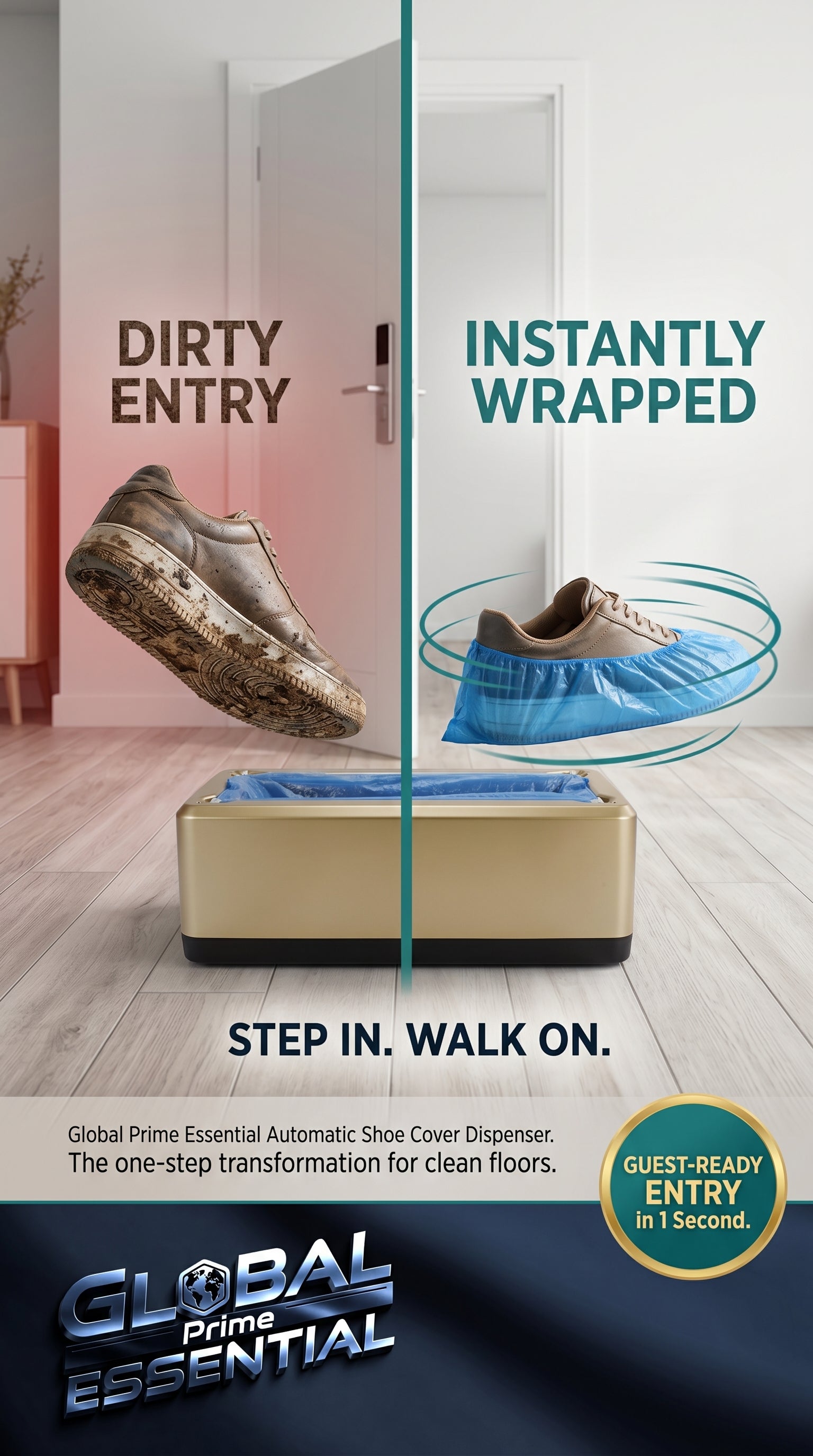Global Prime Essential automatic shoes cover dispenser dispensing protective shoe covers for clean, easy footwear protection.