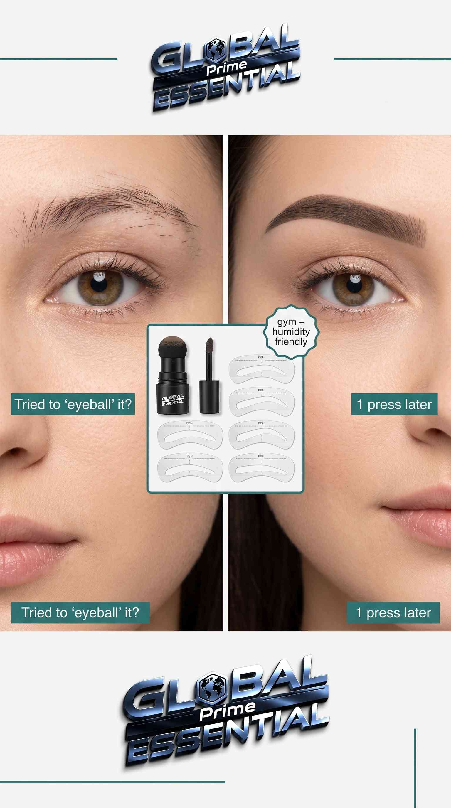Eyebrow Powder Stamp Tint & Stencil Kit – Waterproof, Long-Lasting, Natural Brow Shaping