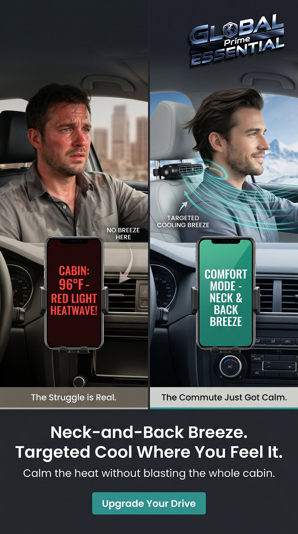 Global Prime Essential cooling car seat fan providing targeted airflow to keep you cool and comfortable during drives.