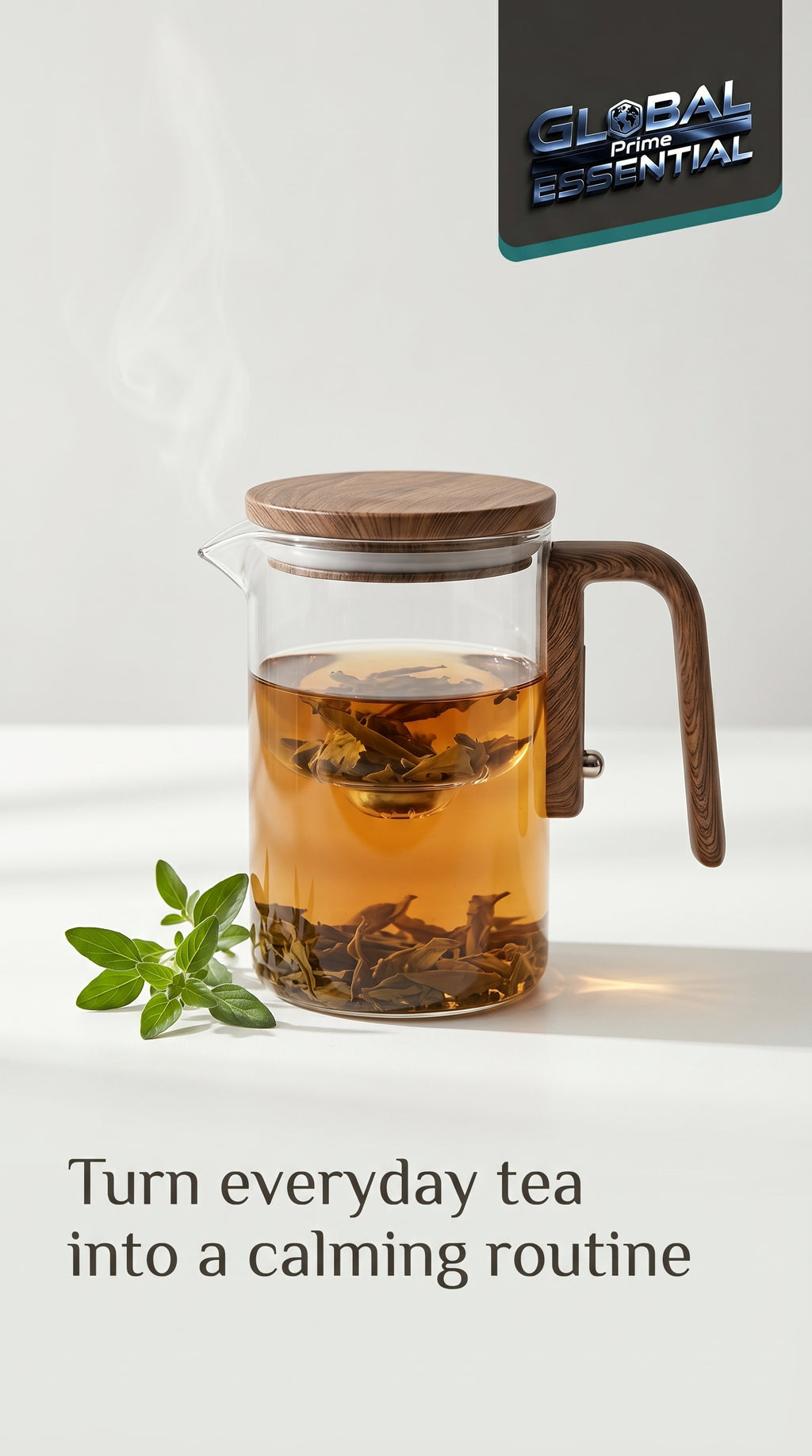 Global Prime Essential wooden tea pot with a smooth handle and traditional design, perfect for brewing and serving tea.