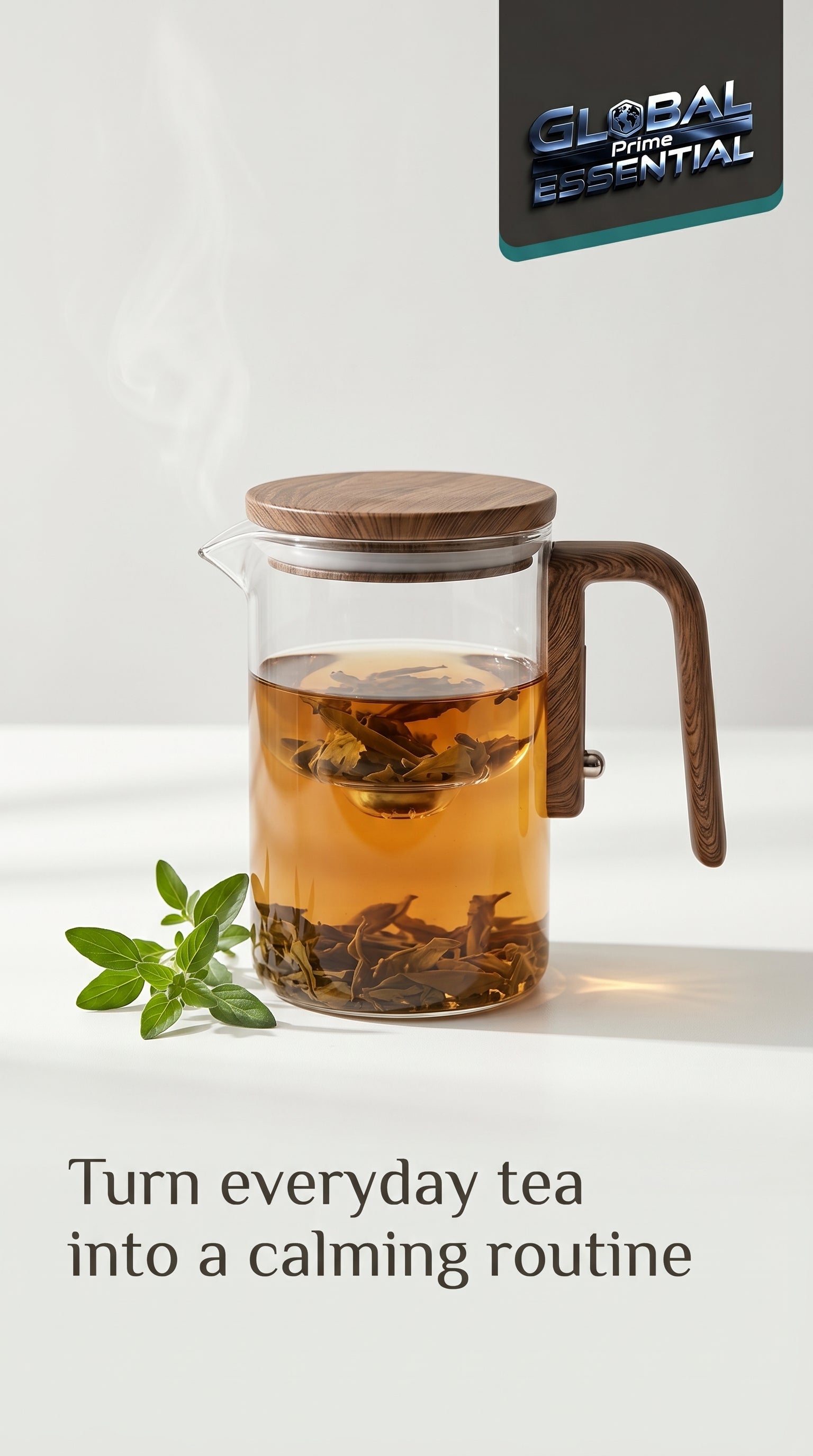 Global Prime Essential wooden tea pot with a smooth handle and traditional design, perfect for brewing and serving tea.