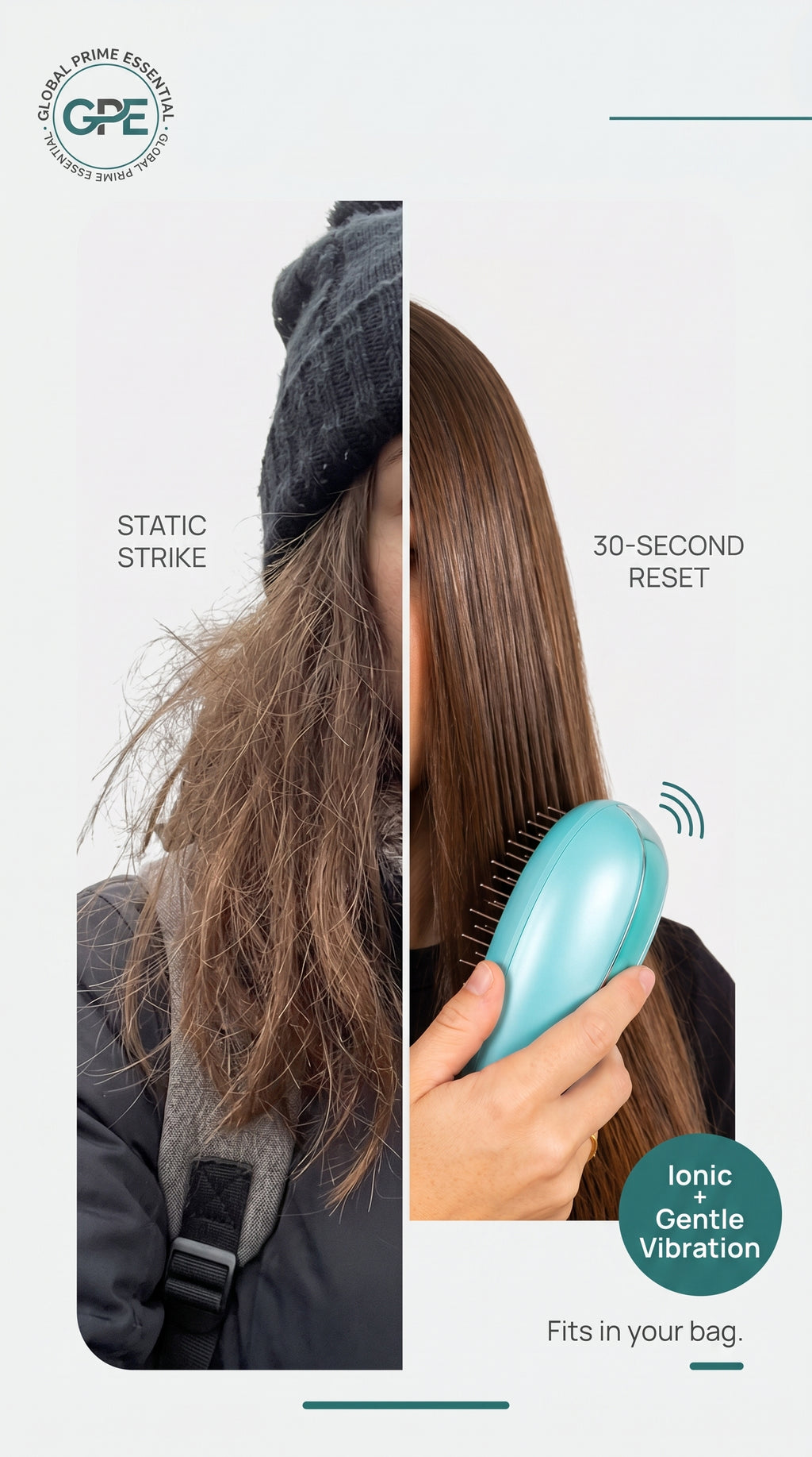 Anti‑Static Ionic Vibrating Hair Brush – Frizz‑Reducing Detangler & Scalp Massager