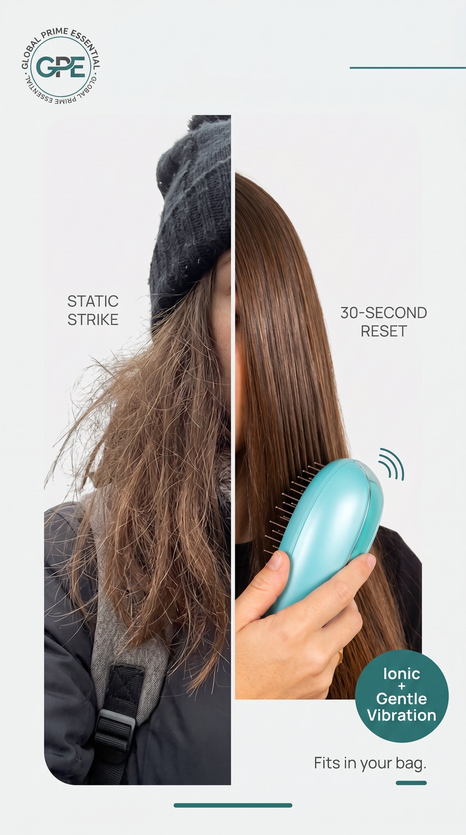 Anti‑Static Ionic Vibrating Hair Brush – Frizz‑Reducing Detangler & Scalp Massager