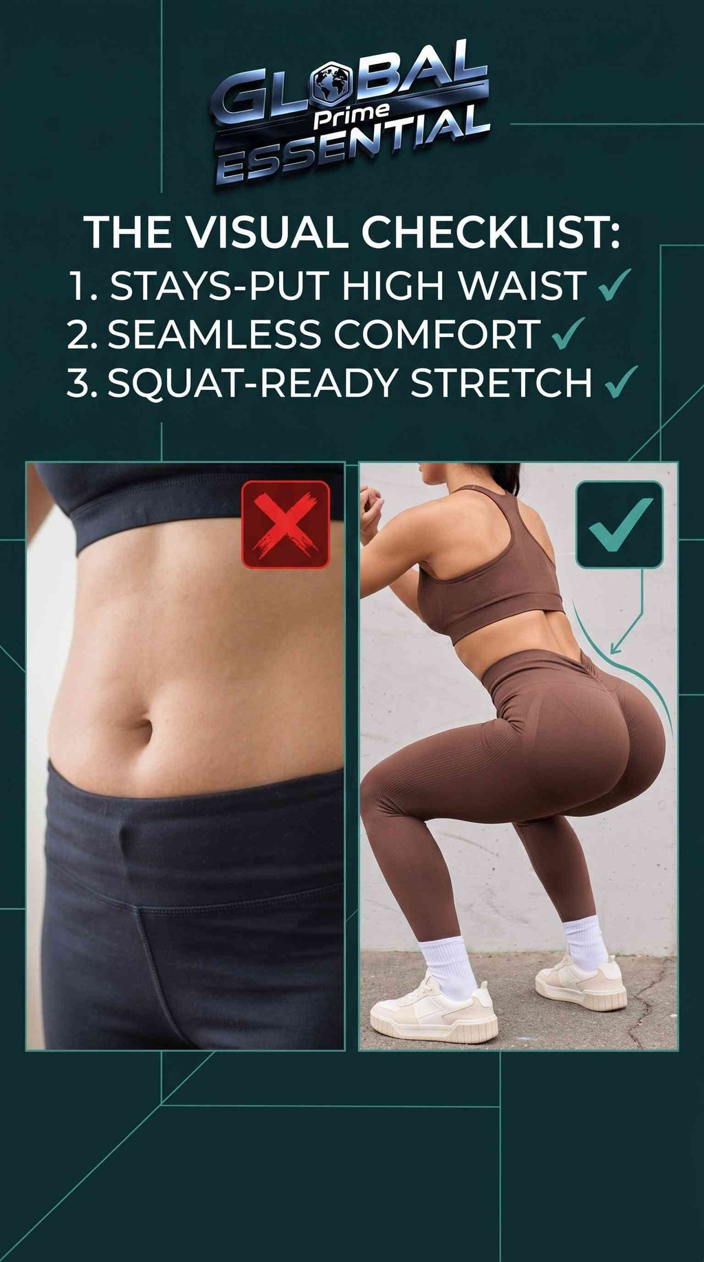 Women’s Seamless High Waist Sports Leggings – V-Fold Back, Peach Hip-Lift, Yoga & Gym Pants