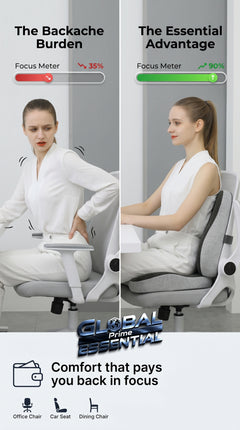 Global Prime Essential memory foam office chair cushion providing ergonomic support for comfortable sitting and improved focus.