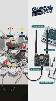 ESP32 DevKitC IoT development kit with NRF24L01 wireless module, WiFi, and Bluetooth for IoT projects, by Global Prime Essential.