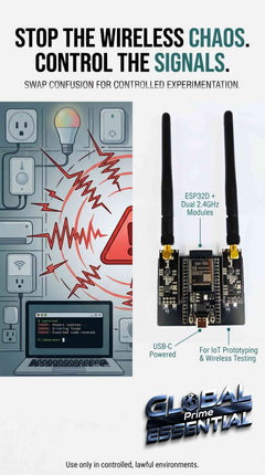 ESP32 DevKitC IoT development kit with NRF24L01 wireless modules, WiFi, and Bluetooth for precise wireless control.