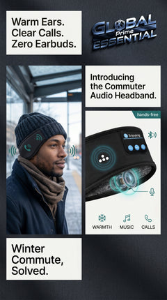 Global Prime Essential Bluetooth headscarf with built-in speakers for wireless music and clear calls, designed for outdoor comfort.