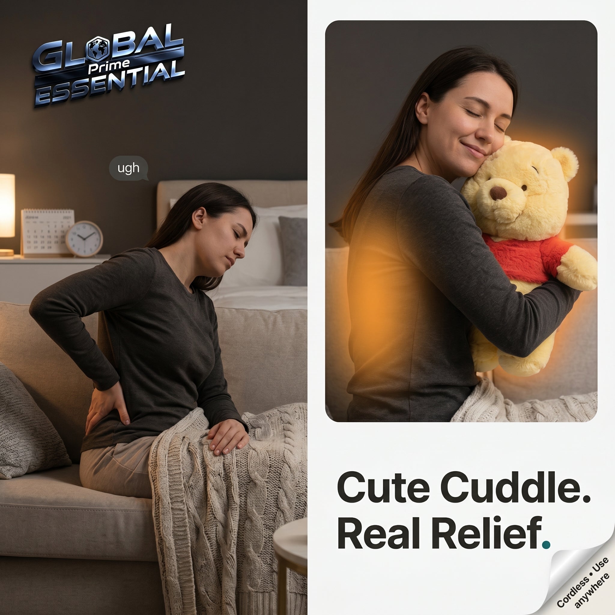 Plush Teddy Bear Heating Pad – Cordless Heat Therapy, Soft & Cozy, Pain Relief for Kids & Adults