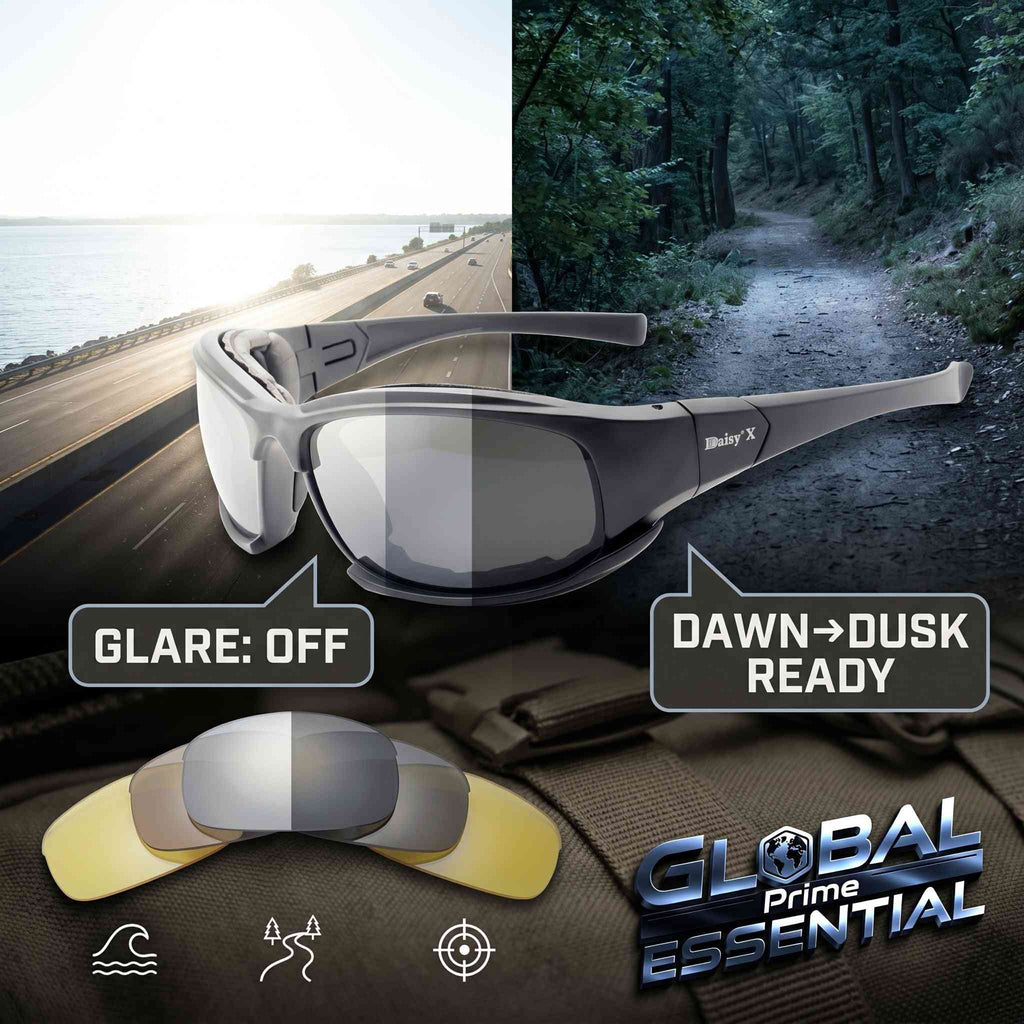 Tactical Photochromic Polarized Sunglasses – 5 Interchangeable Lenses, UV400 & TR90 Frame