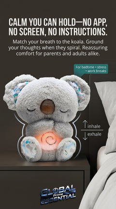 Global Prime Essential Breathing Koala stress relief toy, soft plush, designed to help you relax and find calm in your hands.