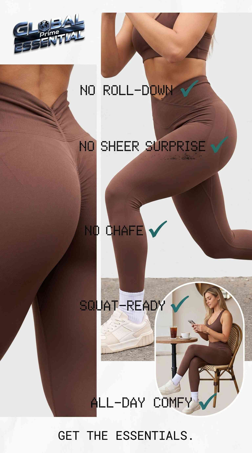 Women’s Seamless High Waist Sports Leggings – V-Fold Back, Peach Hip-Lift, Yoga & Gym Pants